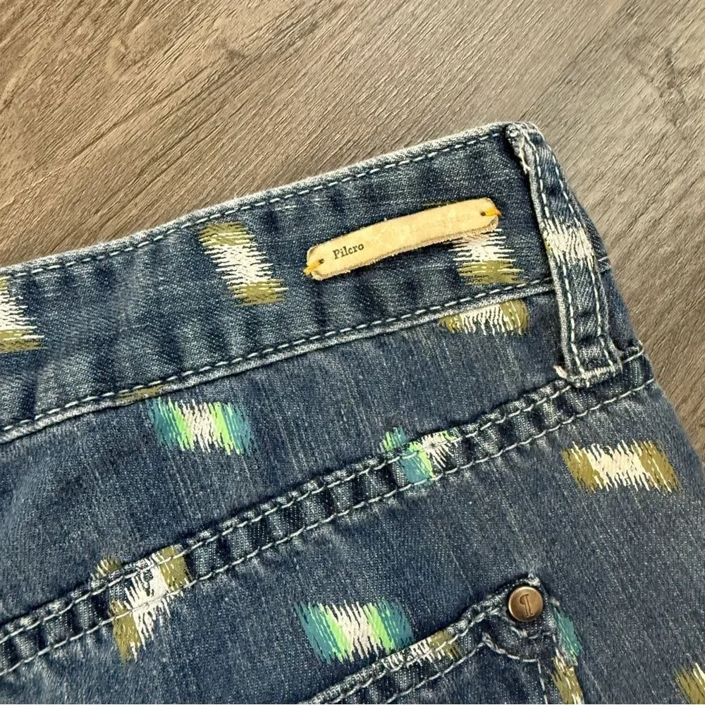 Anthropologie Pilcro Shorts 32 Waist Artstroke Print Boho Cotton Linen - Picture 6 of 12